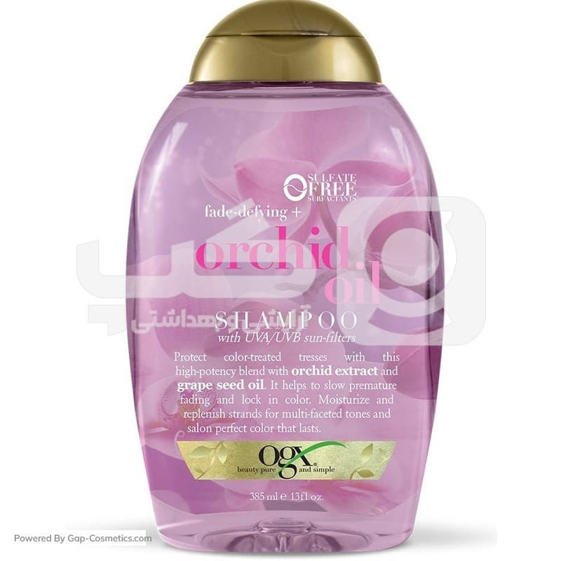 شامپو مو او جی ایکس OGX مدل اورکید اویل ORCHID OIL حاوی روغن ارکیده حجم 385 میلی لیتر
