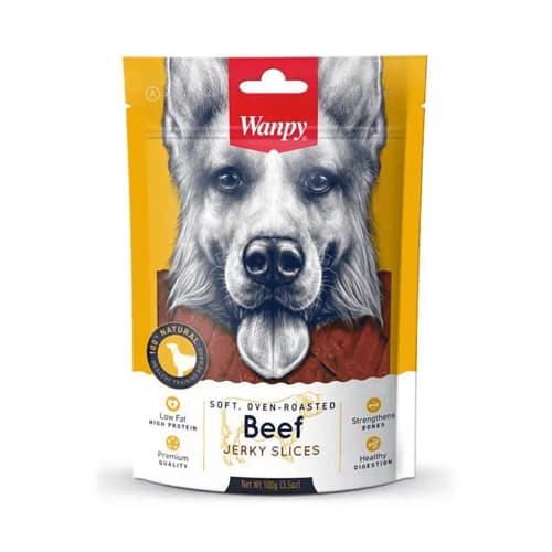 تشویقی سگ ونپی گوشت گاو نواری Wanpy Beef Jerky Slices وزن 100 گرم — تصویر ۲