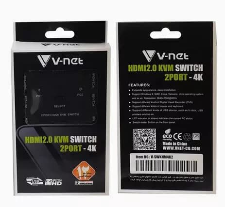 کی وی ام سوییچ 2 پورت HDMI وی نت V-K302 — تصویر ۲