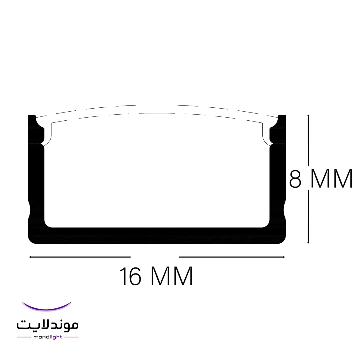 لاین نوری کابینتی کد ML15 | برش ۱.۶ سانتی‌متر | تک‌لاین — تصویر ۲