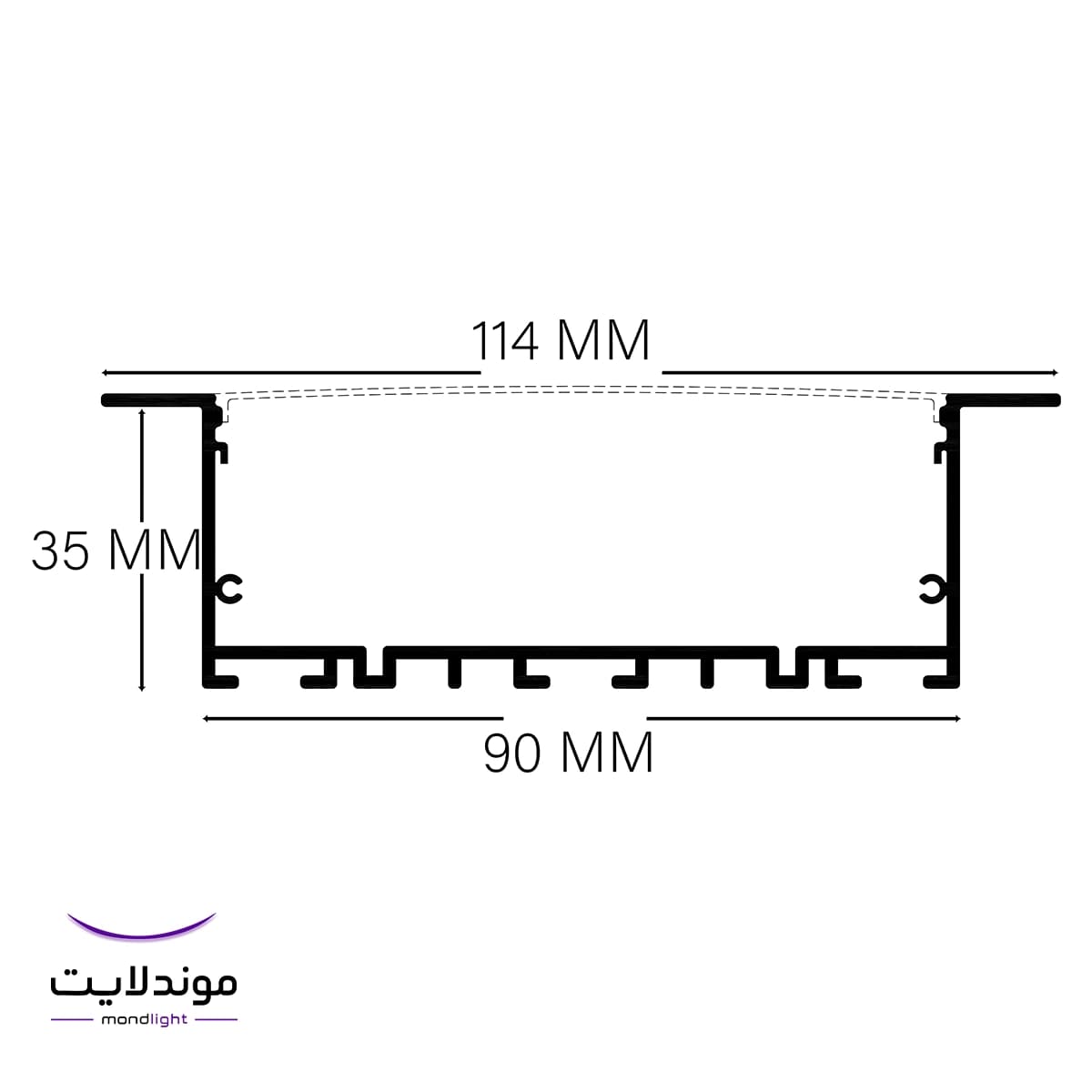 لاین نوری توکار فنرخور کد ML11 | برش ۹ سانتی‌متر | شش لاین — تصویر ۲