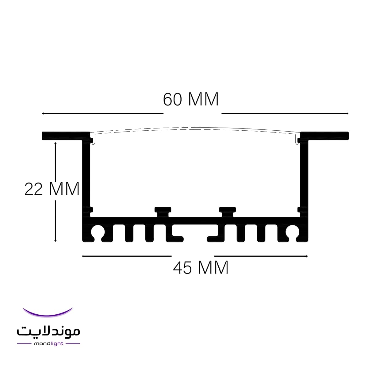 لاین نوری توکار فنرخور کد ML9 | برش ۴.۶ سانتی‌متر | سه لاین — تصویر ۲