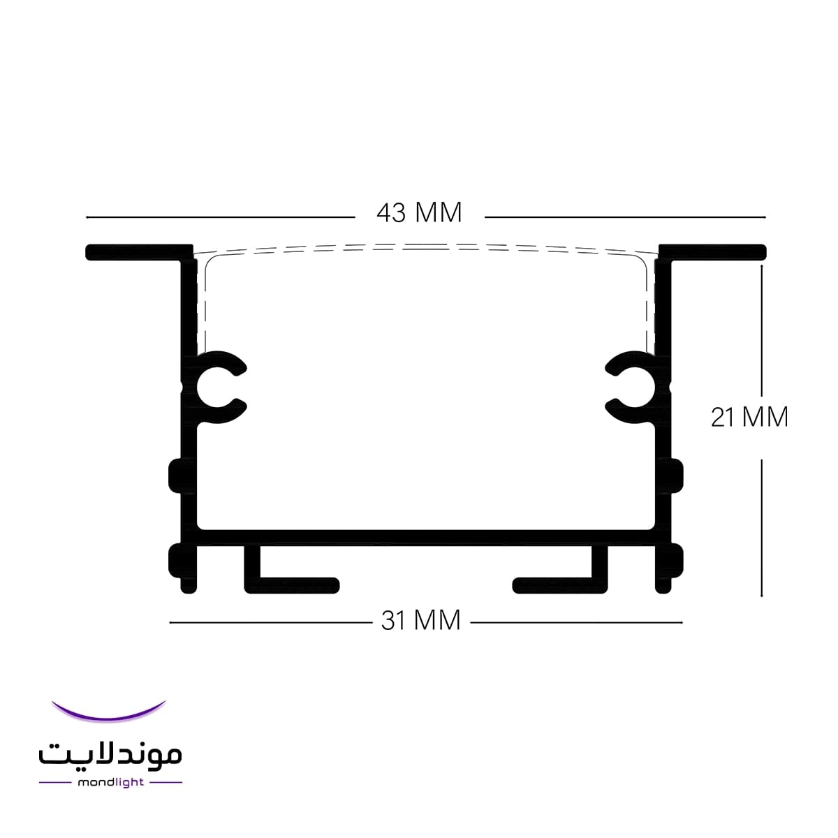 لاین نوری توکار فنرخور کد ML5 | برش ۳.۱ سانتی‌متر | دولاین — تصویر ۲