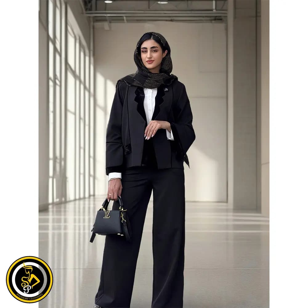ست کت و شلوار زنانه مخمل مشکی