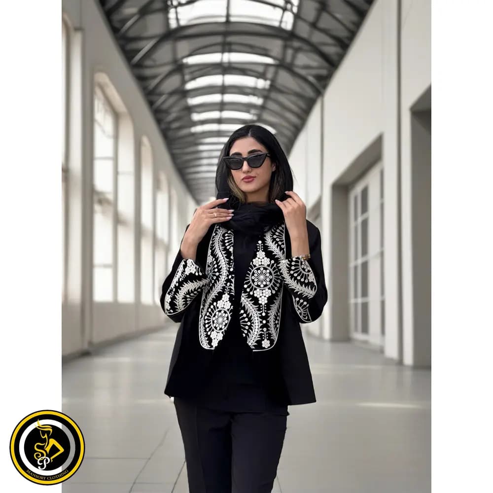 مانتو زنانه کتی مخمل گلدوزی شده مجلسی