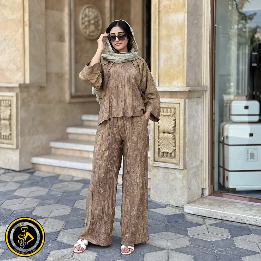 ست دو تیکه زنانه شومیز و شلوار طرح گل