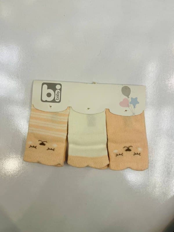 جوراب نوزادی بی بیبی بیوارگانیک 3 عددی دخترانه فانتزی اصل ترکیه bibaby PEMBE BIORGANIC
