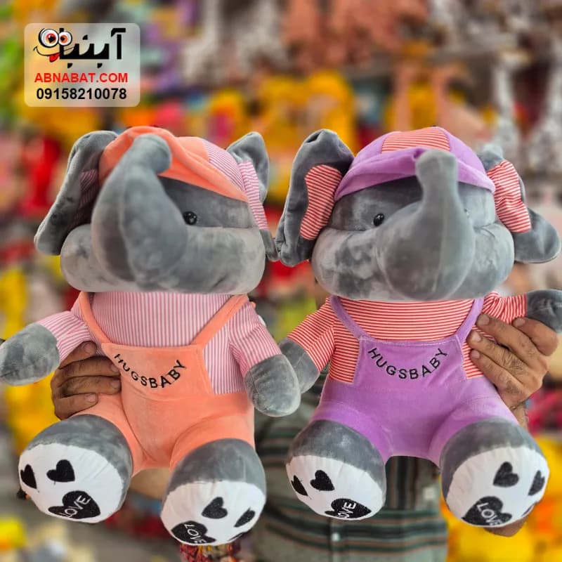 عروسک فیل ملوانی سایز ۵ طوسی 50 سانتی کد 1465