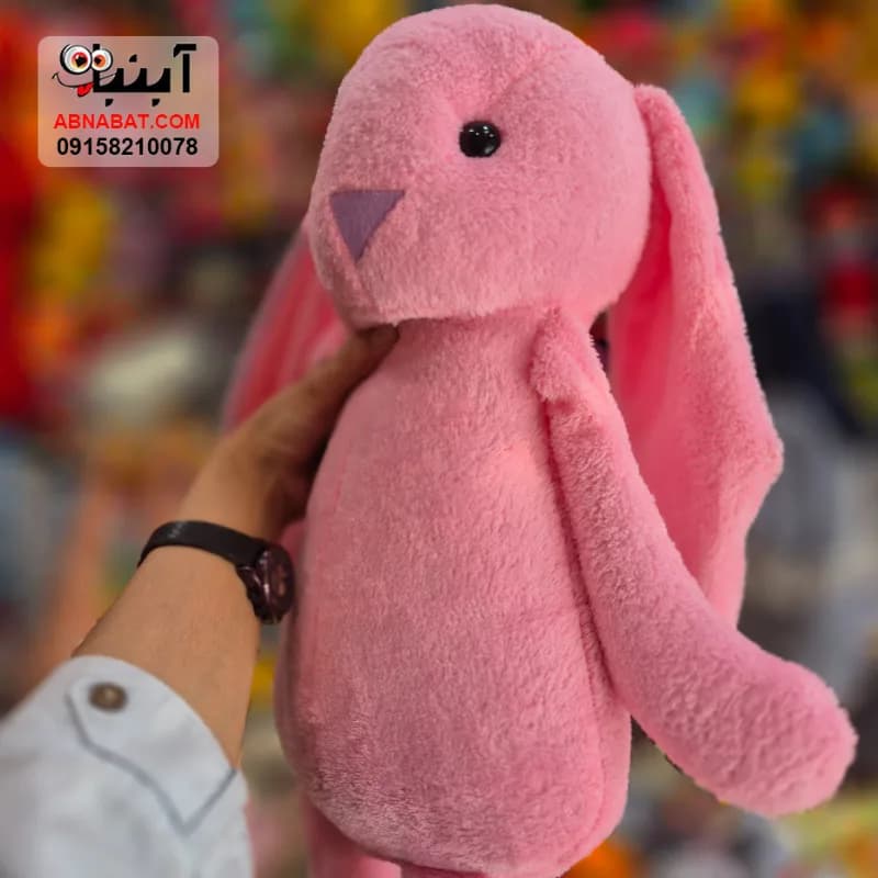 عروسک خرگوش جلی کت بزرگ صورتی 60 سانتی کد 1463 — تصویر ۳