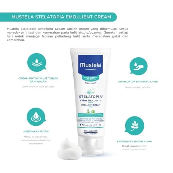 کرم نرم کننده صورت استلاتوپیا 40میل موستلا mustela — تصویر ۳