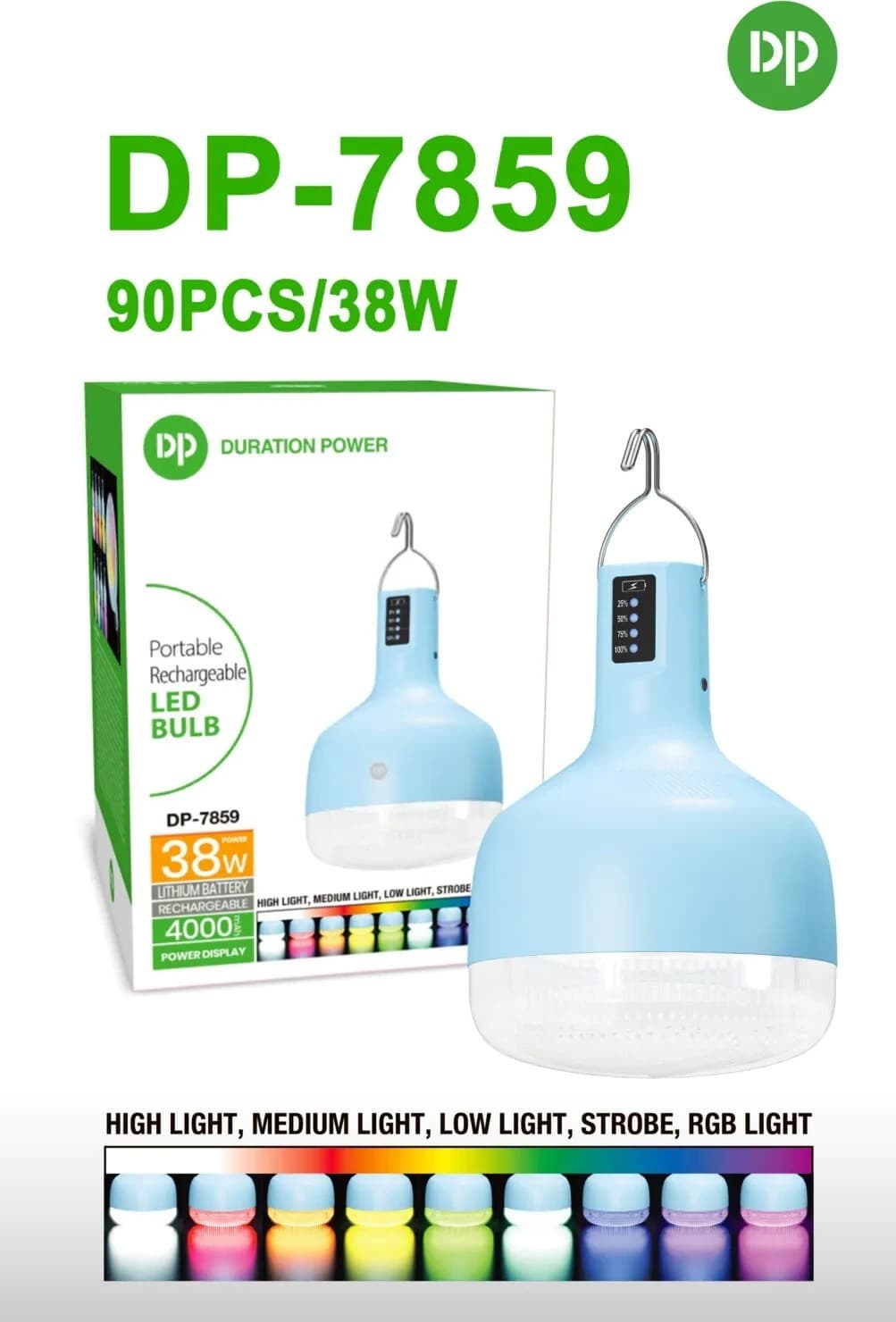 لامپ شارژی دی پی مدل DP-7859 (فروش عمده پک های 20 عددی)