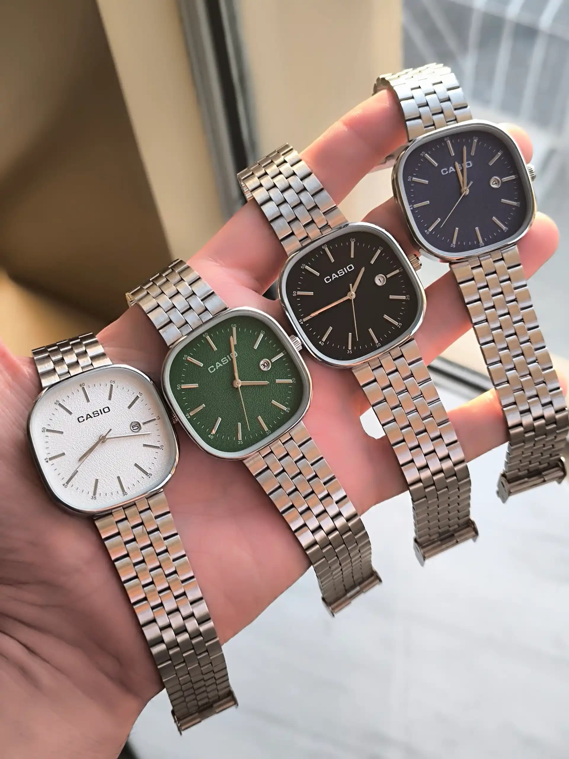 ساعت کاسیو CASIO صفحه مربعی بند استیل