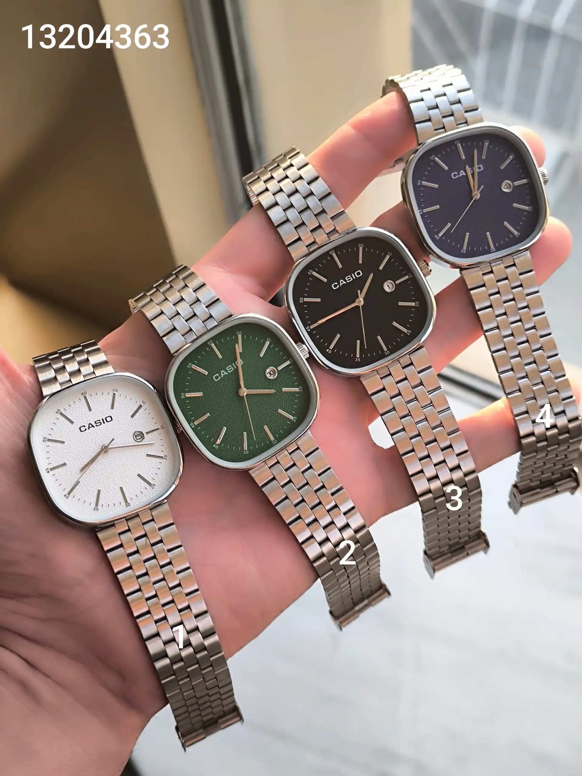 ساعت کاسیو CASIO صفحه مربعی بند استیل — تصویر ۲