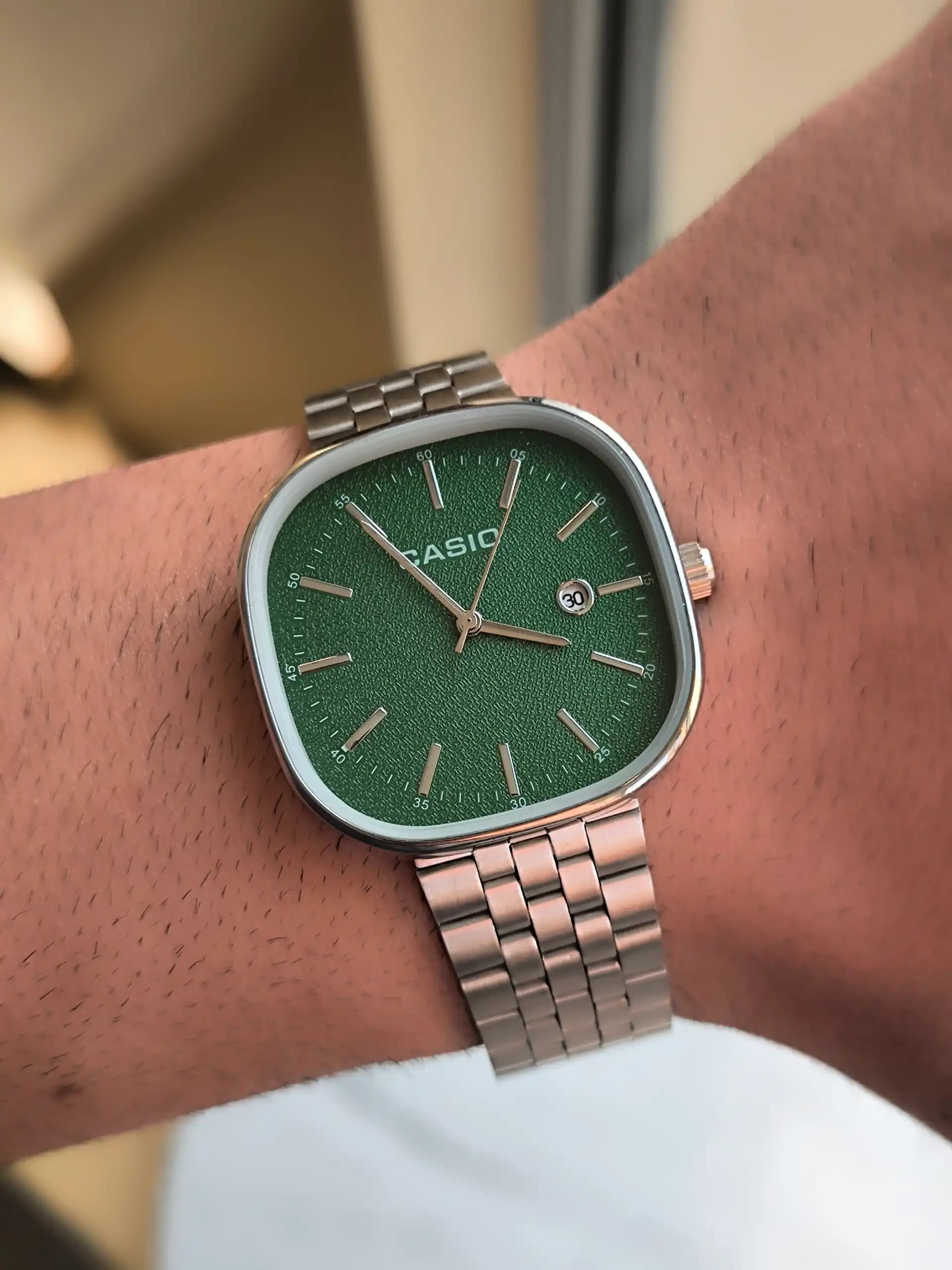 ساعت کاسیو CASIO صفحه مربعی بند استیل — تصویر ۶