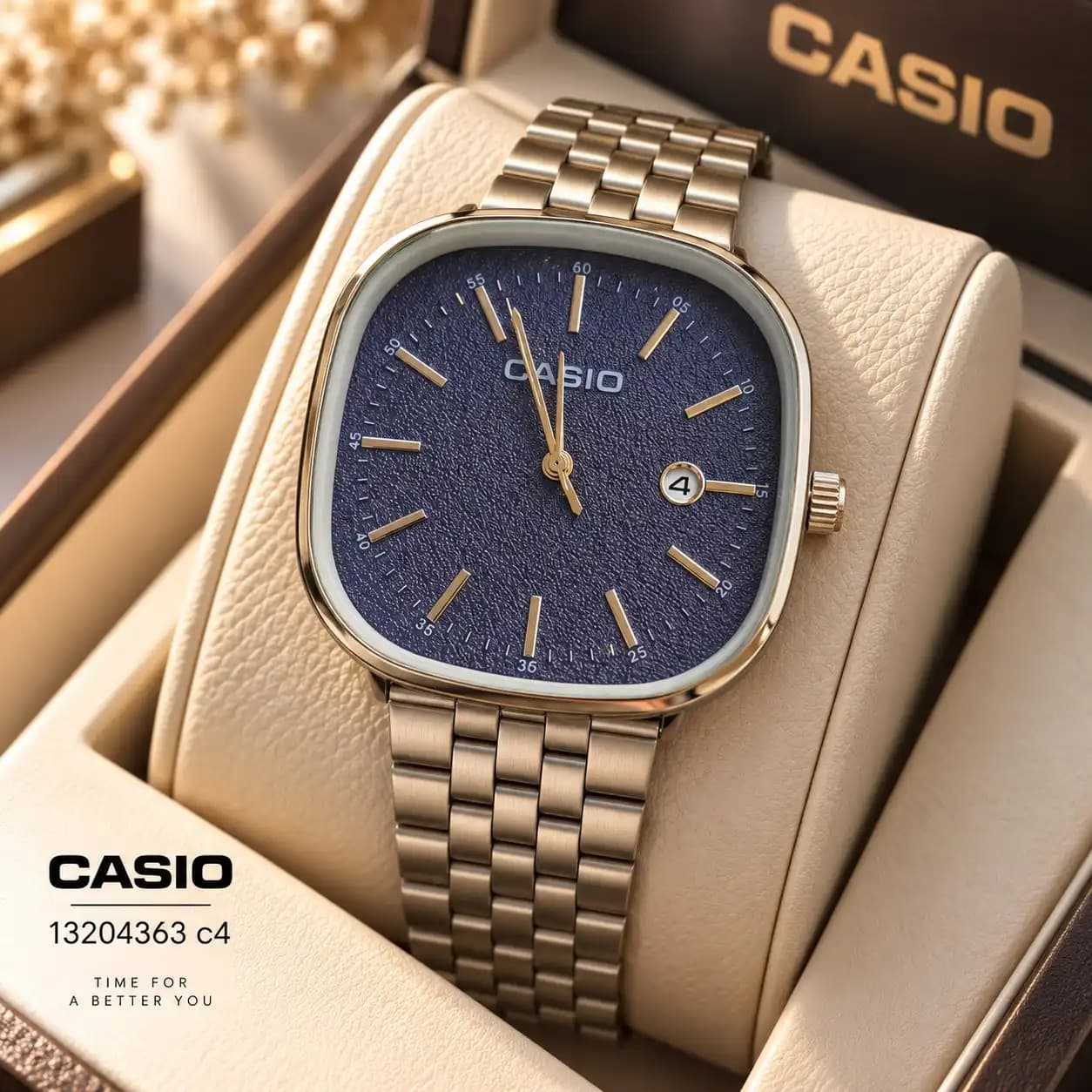 ساعت کاسیو CASIO صفحه مربعی بند استیل — تصویر ۱۰