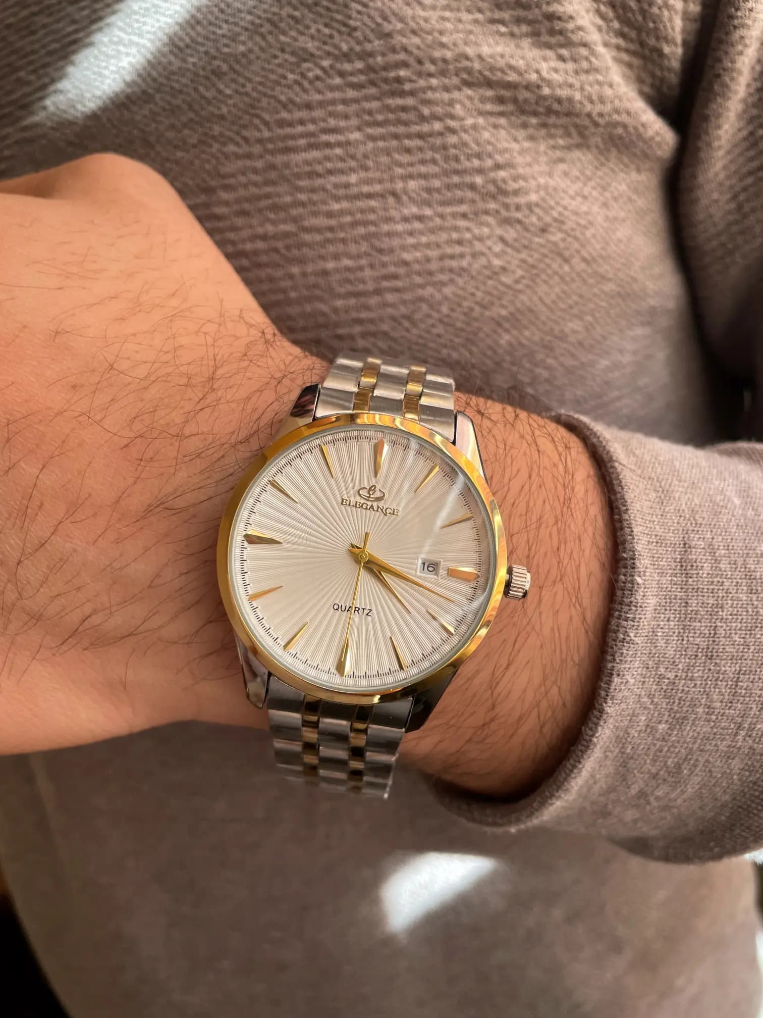 ساعت مردانه الگانس (Elegance) دو رنگ صفحه سفید — تصویر ۴