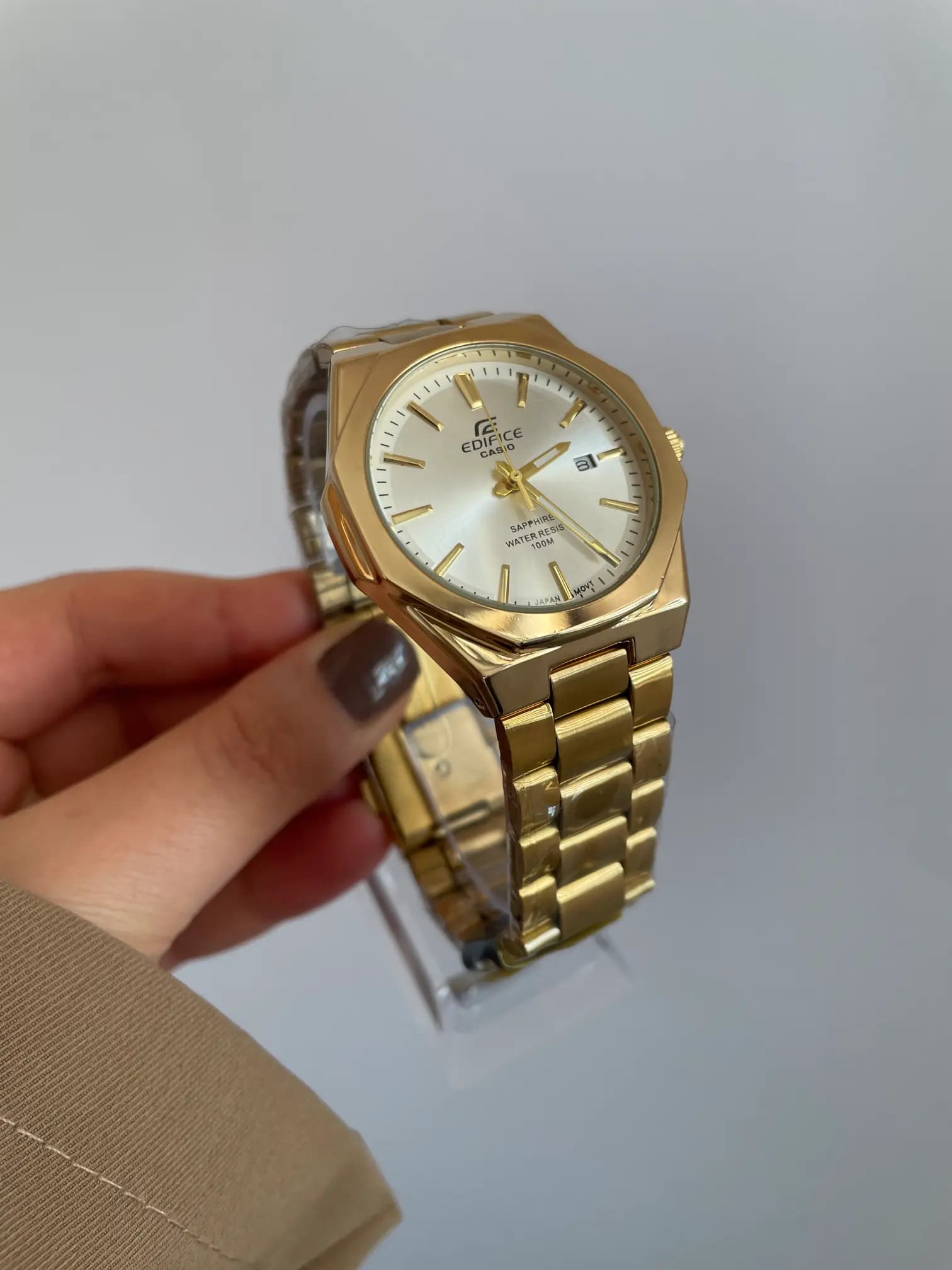 ساعت مچی مردانه Casio Edifice طلایی با صفحه سیلور