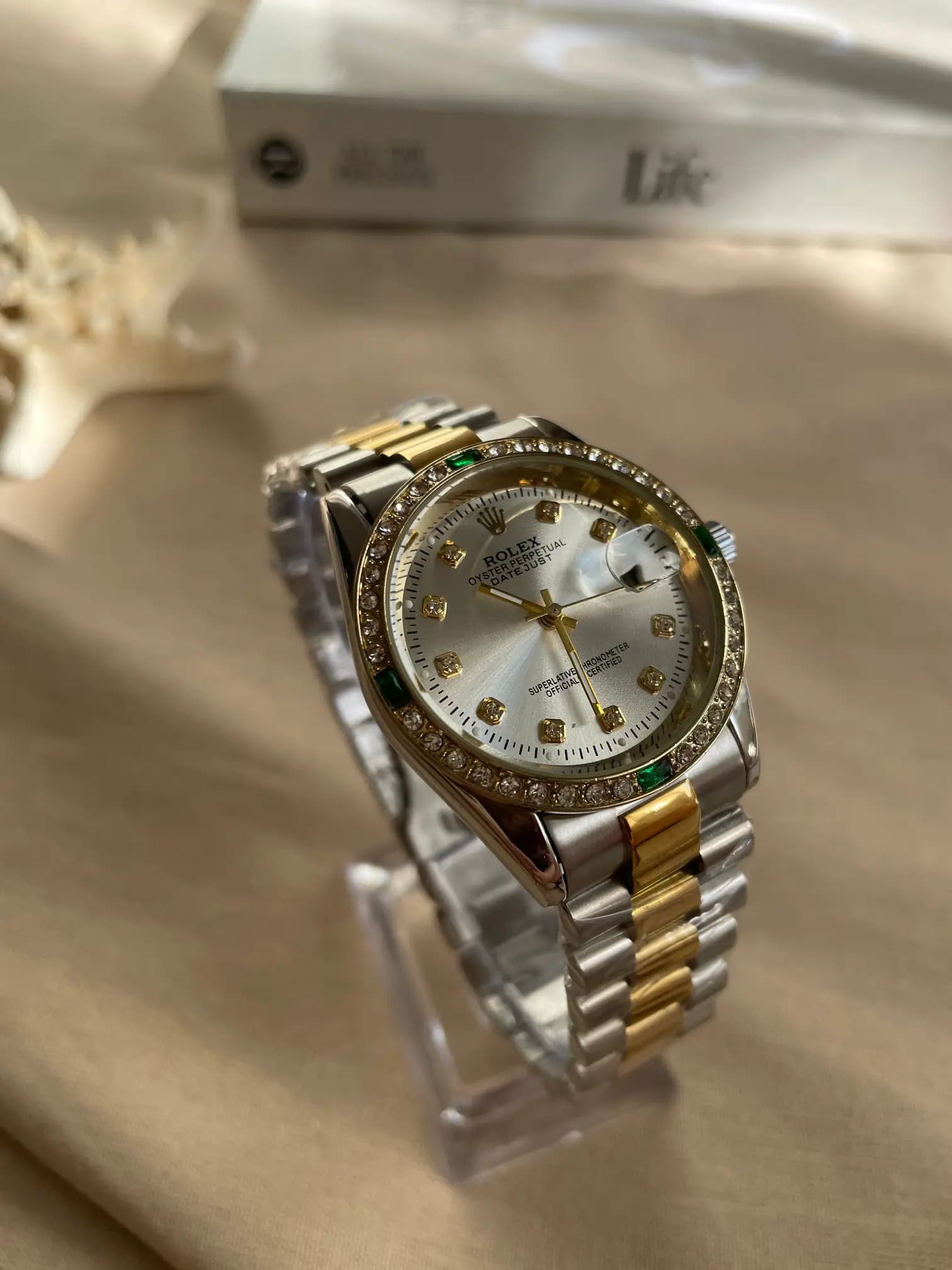 ساعت زنانه رولکس Datejust نگین‌دار دو رنگ