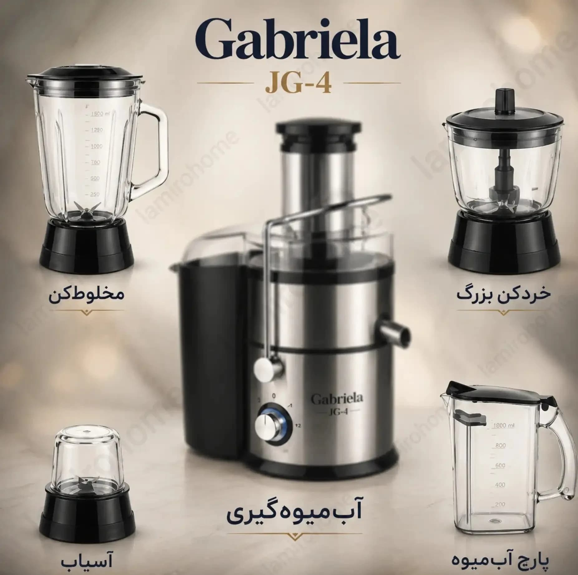 آبمیوه‌گیری چند کاره 800 وات گابریلا مدل 2040 — تصویر ۲