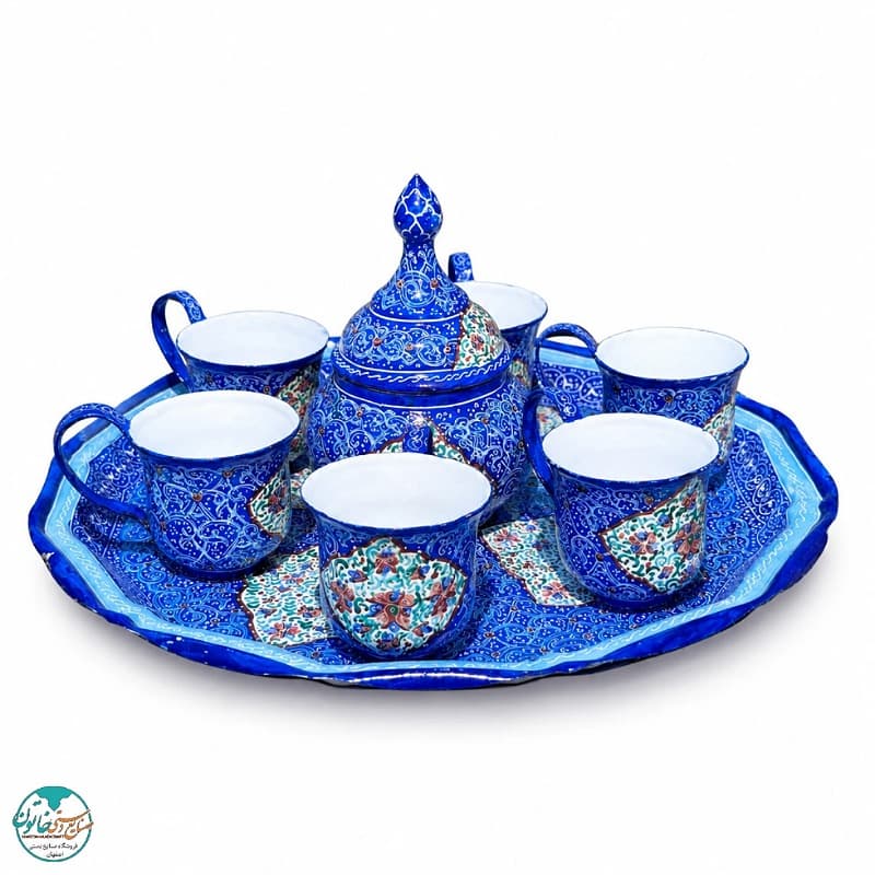 ست قندان و فنجان و سینی میناکاری