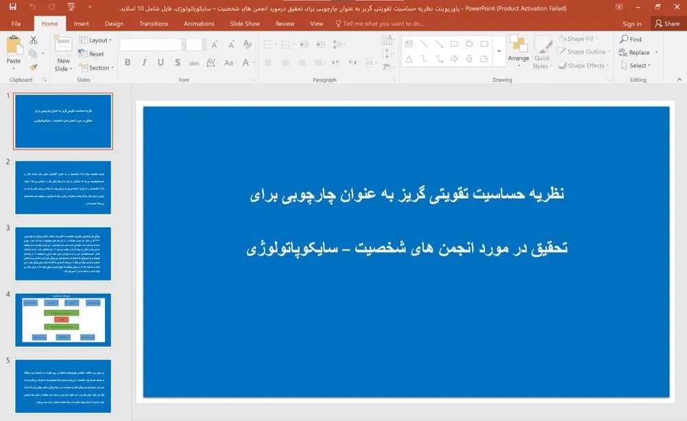 پاورپوینت نظریه حساسیت تقویتی گریز به عنوان چارچوبی برای تحقیق درمورد انجمن های شخصیت – سایکوپاتولوژی