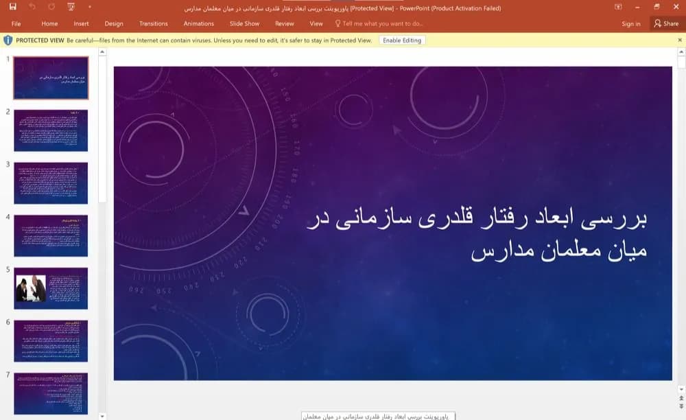 پاورپوینت بررسی ابعاد رفتار قلدری سازمانی در میان معلمان مدارس