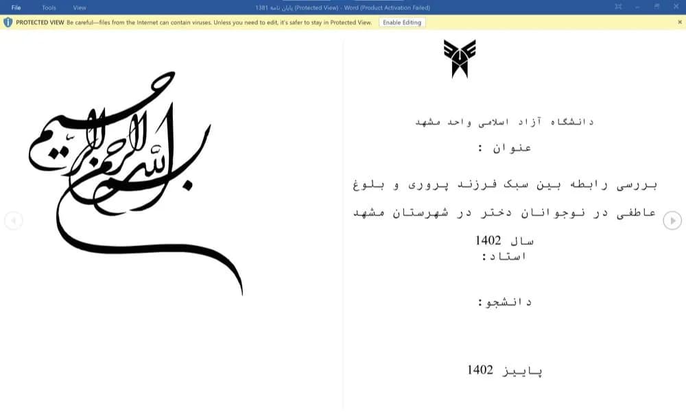 پایان نامه بررسی رابطه بین سبک فرزند پروری و بلوغ عاطفی در نوجوانان دختر در شهرستان مشهد سال 1402