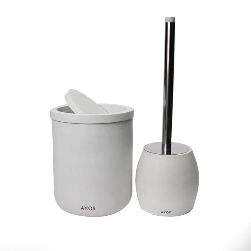 ست فرچه و سطل سرویس بهداشتی AXOR (آکسور) مدلbella (بلا) رنگ طوسی (bsetgs03)