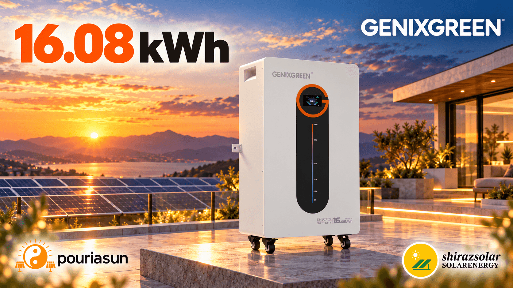 باتری لیتیومی GENIXGREEN ES-BOX12F MAX+ ظرفیت 16.08kWh 51.2V 314Ah