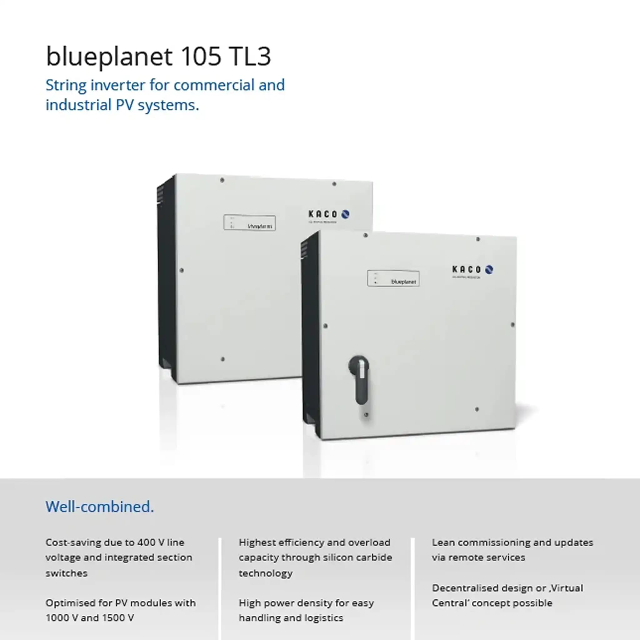 اینورتر متصل به شبکه KACO blueplanet 105 TL3 سری S/XL
