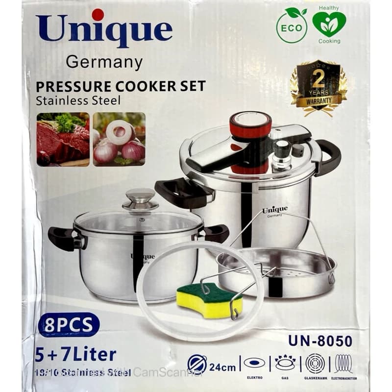 زودپز دوقلو یونیک Unique ظرفیت 5 و 7 لیتر کد UN-8050 — تصویر ۲