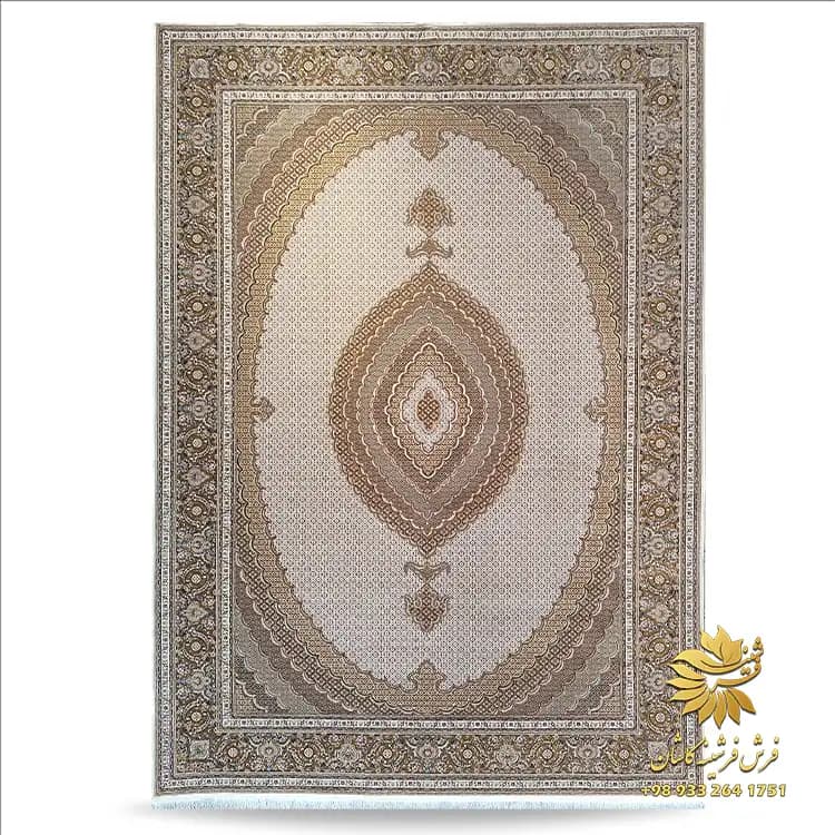 فرش ریز ماهی کرم 1500 شانه ابریشمی دستباف گونه