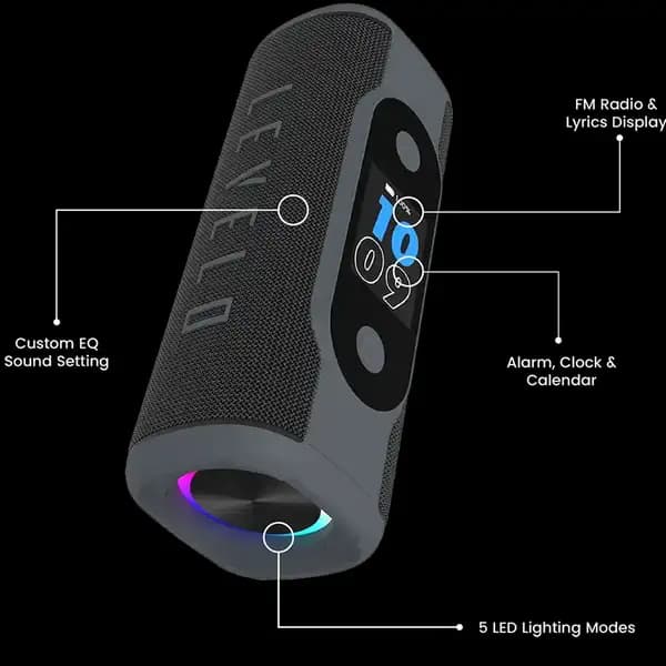 اسپیکر بلوتوثی لولو مدل Levelo Bassbeat Portable Speaker LVLBASSBSPKRBK — تصویر ۴