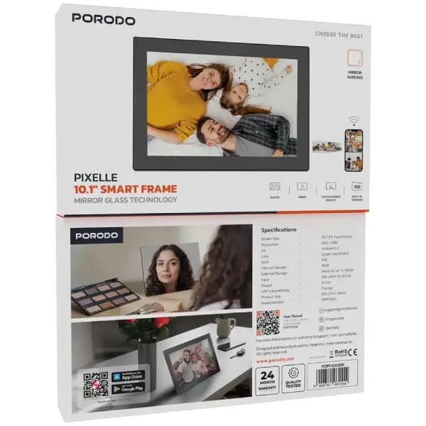 قاب عکس دیجیتال پرودو مدل Porodo Pixelle 10.1″ Smart Frame Mirror Glass Technology — تصویر ۲
