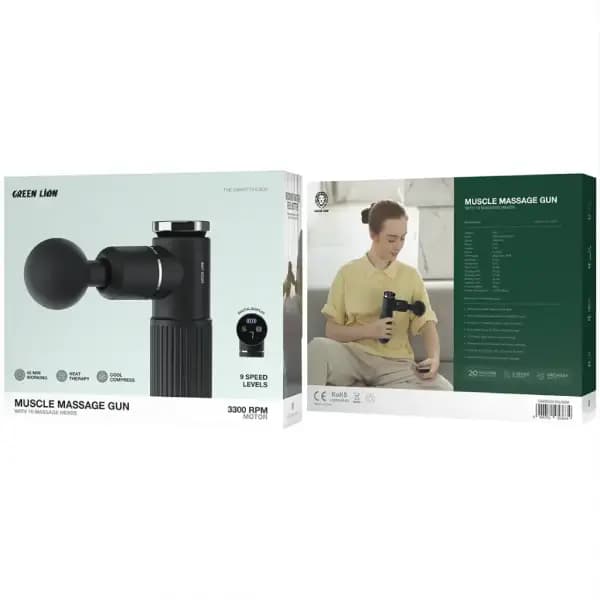 ماساژور تفنگی با ۱۰ سر ماساژ گرین لاین مدل Green Lion Muscle Massage Gun — تصویر ۴