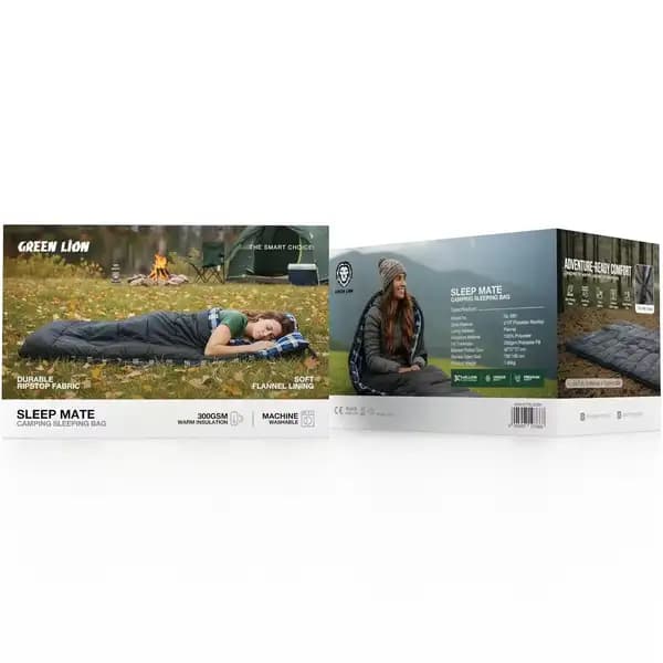 کیسه خواب یک نفره گرین لاین مدل Green Lion Camping Sleeping Bag GNSMCPSLBGBK — تصویر ۸