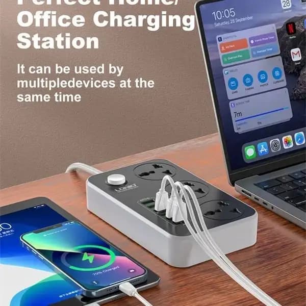 چند راهی برق ظرفیت 3 عدد شارژر USB کابل 2 متر الدینیو مدل LDNIO SC3604 — تصویر ۲