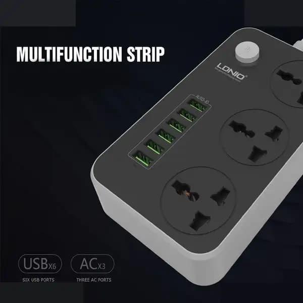 چند راهی برق ظرفیت 3 عدد شارژر USB کابل 2 متر الدینیو مدل LDNIO SC3604 — تصویر ۳
