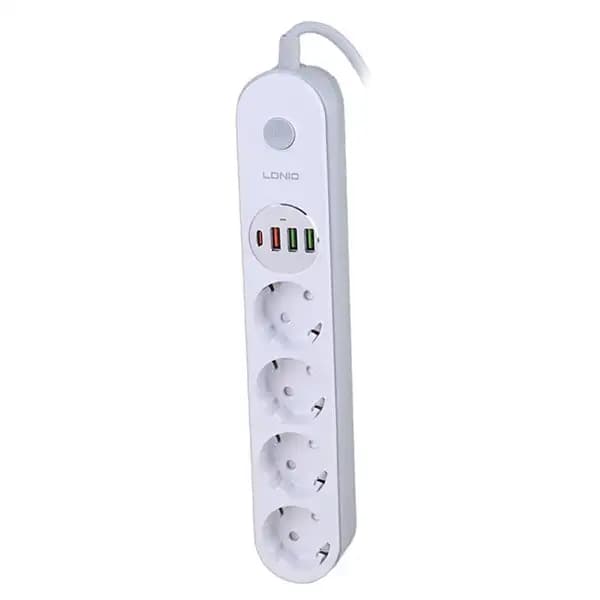 چند راهی ظرفیت 4 عدد کابل 2 متر و شارژر USB و Type-C الدینیو مدل LDNIO SE1 — تصویر ۳