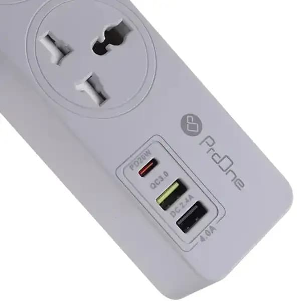 چندراهی برق 3 سوکت و شارژر USB پرووان مدل ProOne PPS615C — تصویر ۲