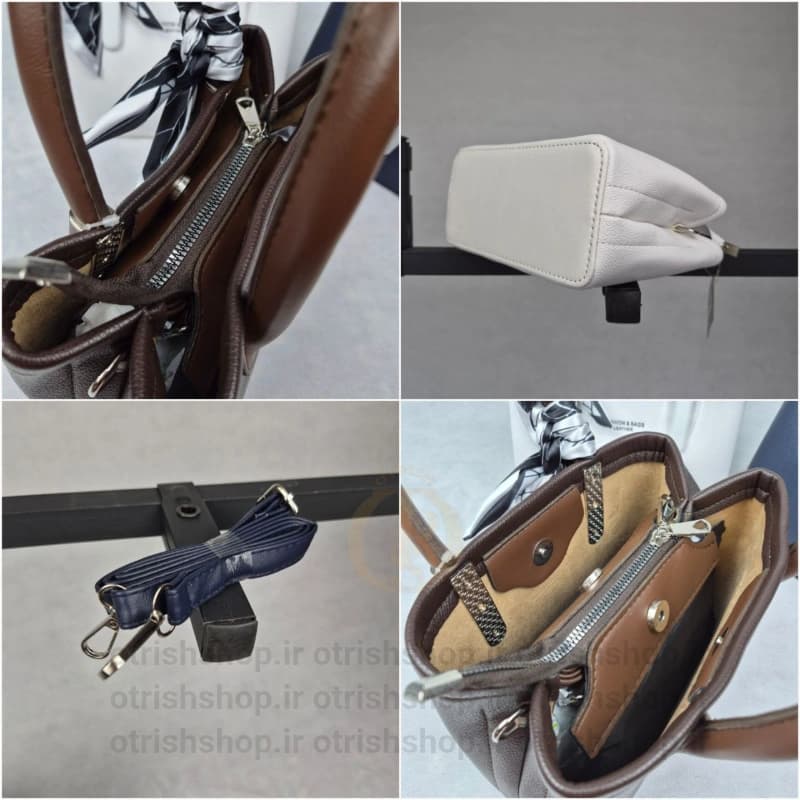 کیف دخترانه کایرا (چرم وارداتی، سه محفظه، بند دوشی چرمی) — تصویر ۳