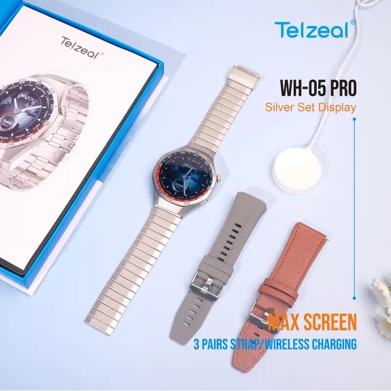 ساعت هوشمند تلزیل اورجینال Telzeal WH-05 pro max screen (دارای 3 عدد بند) + گارانتی طلایی — تصویر ۴