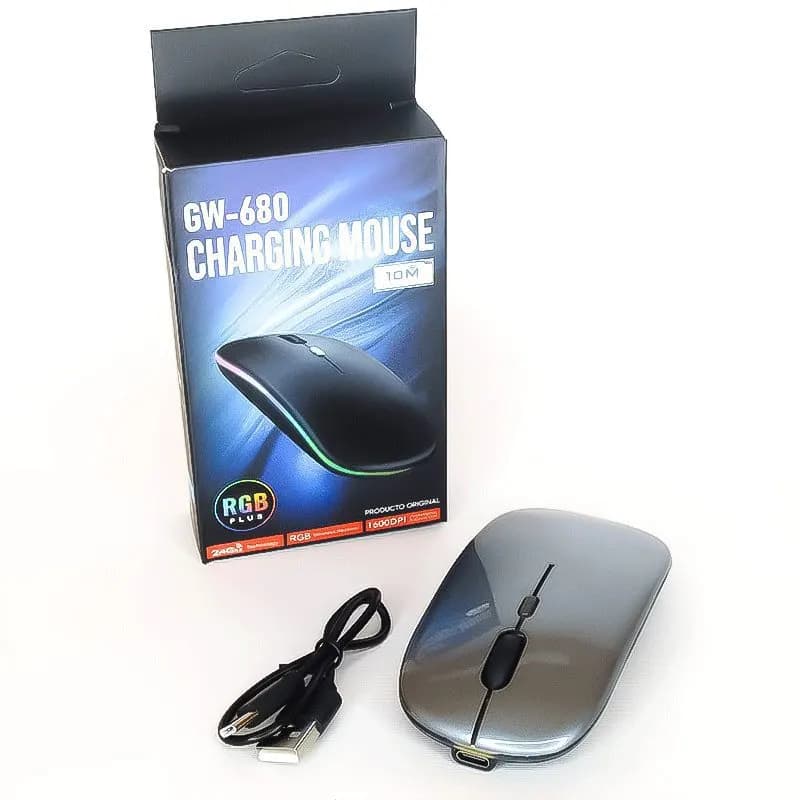 ماوس RGB PLUS اورجینال بی‌سیم و بلوتوثی شارژی مدل GW-680 + (گارانتی طلایی)