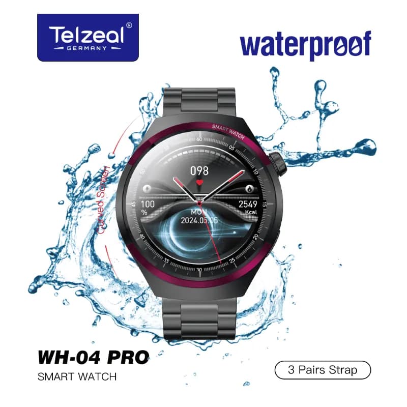 ساعت هوشمند تلزیل اورجینال Telzeal WH-04 pro max screen (دارای 3 عدد بند) + گارانتی طلایی