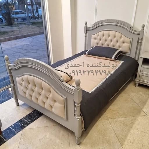 تخت خواب تک نفره طوسی پرفروش مبلمان فرنا مدل 1144320