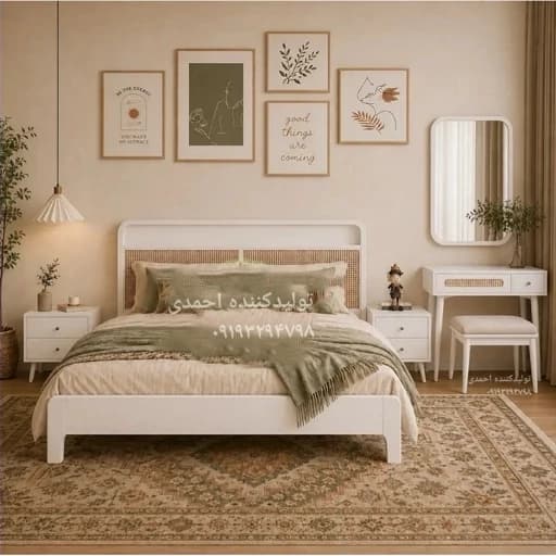 سرویس خواب دونفره حصیری کلاسیک مدرن مبلمان فرنا مدل 1144318