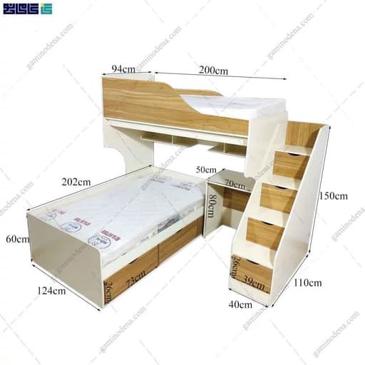 تخت دوطبقه دار مناسب برای تمامی سن رنگ بندی F70078 مبلمان فرنا مدل 1144273