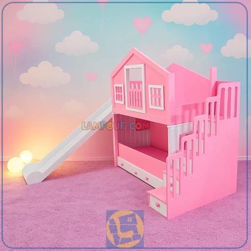 تخت خواب دخترانه رنگ بندی F70043 مبلمان فرنا مدل 1144240