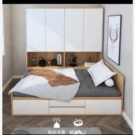 تخت خواب یک نفره همراه با کمدلباس F880 مبلمان فرنا مدل 1144221