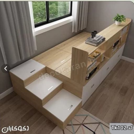 تخت خواب پله دار همراه با کتابخانه F40059 مبلمان فرنا مدل 1144219